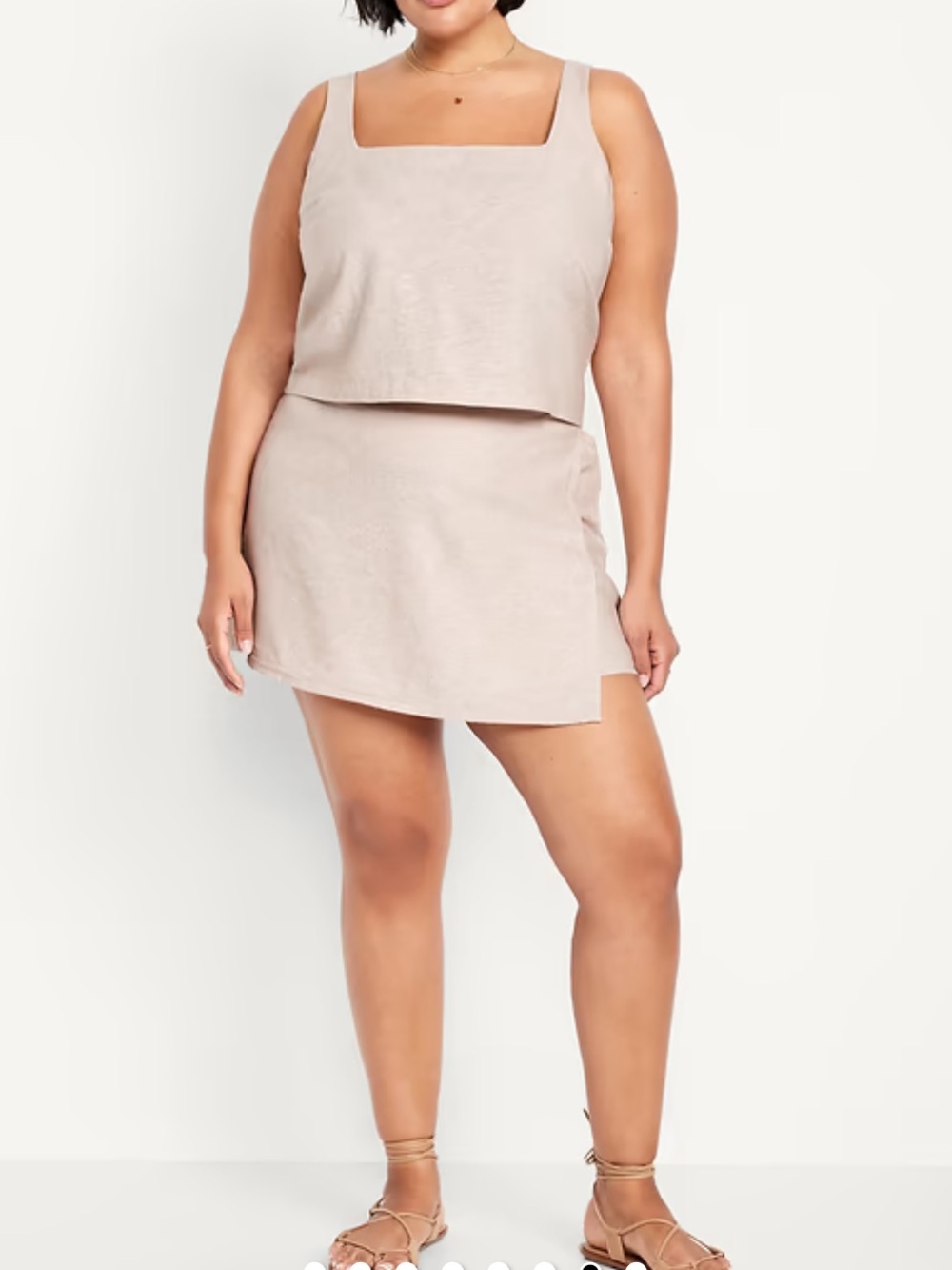Old Navy Light Beige Asymmetrical Mini Skort faux wrap NWT